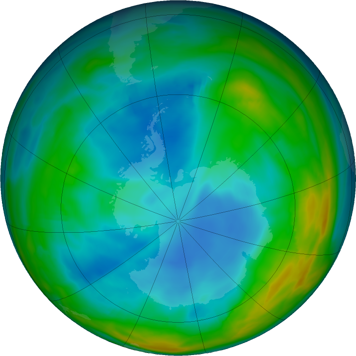 Antarctic ozone map for 12 July 2019